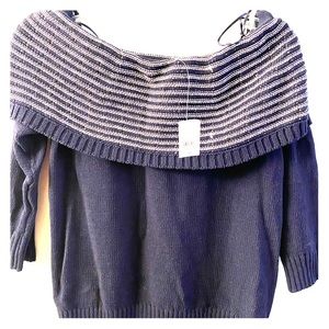 NWT Loft navy blue off shoulder sweater sz M